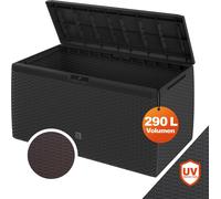 CASARIA® Coffre de rangement XXL Aspect Polyrotin Anthracite 290L Roulettes Poignées Malle Terrasse Balcon Coffre de jardin