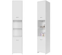 Casaria® Meuble Salle De Bain avec 6 Compartiments, Colonne de Rangement Blanche avec 2 Portes, 180x30x30 cm, Étagère Rangement Élégante, Armoire