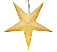CASARIA® Décoration Noel Suspension Papier étoiles 60 cm, Sapin De Noel Lumineux LED 10 LEDs Blanc Chaud, Deco Noel Interieur Maison, Etoile De Noel Pliable, Fonctionnement À Piles, sans Câble