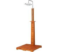 CASARIA® Douche de jardin en bois d'eucalyptus certifié FSC® 224cm Porte-savon avec plaque de fond Grande pomme de douche Raccord de tuyau d'arrosage Bois Jardin Piscine Camping Douche