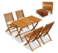 CASARIA® Ensemble de meubles de jardin SYDNEY salon de jardin en bois d'acacia certifié FSC® pour 4 personnes table exterieur avec chaise pré-huilé terrasse version 2026