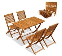 Casaria® Ensemble de Meubles de Jardin Sydney Salon de Jardin en Bois d'acacia certifié FSC® pour 4 Personnes Table Exterieur avec Chaise pré-huilé terrasse Version 2026