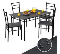 CASARIA® Ensemble LEO table avec 4 chaises anthracite MDF métal laqué Ensemble 5 pièces pour salle à manger cuisine