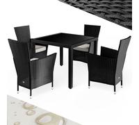 CASARIA® Ensemble salon de jardin 5 pièces polyrotin noir set 1 table + 4 chaises avec coussins bar de jardin exterieur