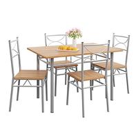 CASARIA Ensemble Table à Manger 4 chaises | 4 chaises et 1 table hêtre, ensemble 5 pièces pour salle à manger cuisine en métal laqué MDF, véranda