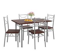 Casaria® Ensemble Table à Manger avec 4 chaises chêne foncé Ensemble de Meubles 5 pièces pour Salle à Manger Cuisine
