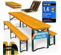 CASARIA® Ensemble table et bancs en bois de brasserie 220 cm 10 personnes Meubles de jardin pliable 3 pièces Intérieur extérieur