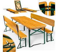 CASARIA Ensemble Table et Bancs Pliants en Bois Avec Dossiers