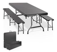 Casaria® Ensemble Table Pliante et 2 bancs 180 cm Anthracite Table de Jardin 8 Personnes Camping terrasse Pique-Nique