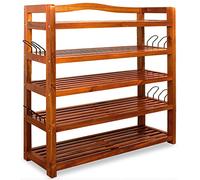 Casaria® Étagère à Chaussures à 5 Niveaux Meuble de Rangement Bois d'acacia Porte-Pantoufles Range-Chaussures 30 Paires