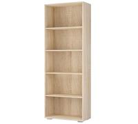 Casaria Étagère bibliothèque chêne | 190 x 60 x 28 cm, MDF, rangement 5 compartiments pour salon bureau chambre, multi-usages, grand espace armoire mangatheque