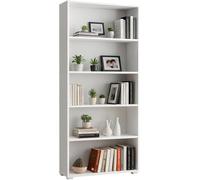 Casaria Étagère bibliothèque Vela Blanc | 190 x 60 x 28 cm, MDF, rangement 5 compartiments pour salon bureau chambre, multi-usages, grand espace armoire mangatheque
