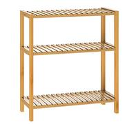 CASARIA Étagère de Rangement en Bambou 66 x 58 x 26 cm 3 Niveaux réglables en Hauteur Charge Max. 30 kg