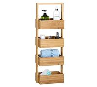 Casaria Étagère en Bambou 4 Compartiments Meuble de Rangement 88x28x16 cm Charge Max. 20kg Salle de Bain Cuisine Couloir
