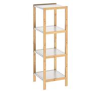 Casaria Étagère en Bambou 4 Niveaux Meuble de Rangement avec tablettes Blanches Charge Max. 40 kg Maison intérieur Salle de Bain