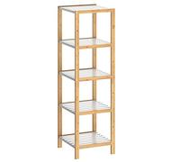 Casaria Étagère en Bambou 5 Niveaux Meuble de Rangement avec tablettes Blanches Charge Max. 50 kg Maison Salle de Bain Cuisine