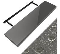 Casaria® Étagère Murale Flottante Gris Brillant 90 cm MDF Robuste Effet Flottant Support de Fixation Inclus étagère Bois