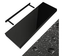 Casaria® Étagère Murale Flottante Noir Brillant 70 cm MDF Robuste Effet Flottant Support de Fixation Inclus étagère Bois