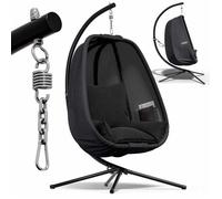 CASARIA® Fauteuil suspendu anthracite avec coussin structure robuste max. 150 kg panier suspendu intérieur et extérieur poches latérales fauteuil œuf