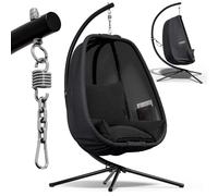 CASARIA® Fauteuil suspendu anthracite avec coussin structure robuste max. 150 kg panier suspendu intérieur et extérieur poches latérales fauteuil œuf