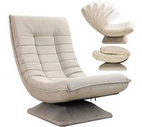 Casaria® Fauteuil Tout Confort pivotant à 360° Crème capacité de Charge de 150kg siège de Gaming 58x57x84/87cm Relaxation