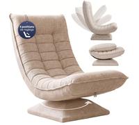 Casaria® Fauteuil Tout Confort pivotant à 360° Crème capacité de Charge de 150kg siège de Gaming 58x57x84/87cm Relaxation