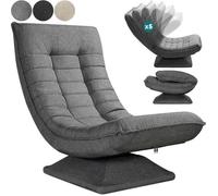 CASARIA® Fauteuil tout confort pivotant à 360° Gris capacité de charge de 150kg siège de gaming 58x57x84/87cm relaxation