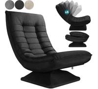 Casaria® Fauteuil Tout Confort pivotant à 360° Noir capacité de Charge de 150kg siège de Gaming 58x57x84/87cm Relaxation