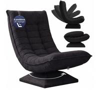 Casaria® Fauteuil Tout Confort pivotant à 360° Noir capacité de Charge de 150kg siège de Gaming 58x57x84/87cm Relaxation