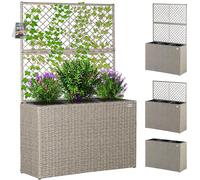 Jardinière en polyrotin avec treillis crème 146 x 83 x 30,5 cm Set de 3 pots de fleurs bac à fleurs pour jardin maison balcon
