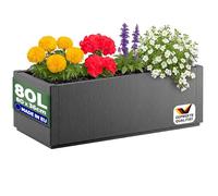 Casaria Jardinière Ethica Anthracite | L 80x l 36x H 36cm, Volume 80L, Bac à Fleurs résistant, 100% recy ond d'écoulement, Pot de Fleurs pour Jardin ou Balcon