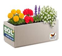 Casaria® Jardinière Ethica Blanc Craie 80x36x36cm 80L Résistante Fond d'écoulement - Bac à Fleurs Pot de Fleurs Jardin Balcon