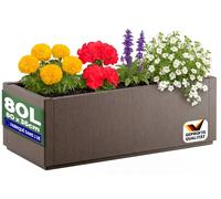 CASARIA® Jardinière Ethica Brun 80x36x36cm 80L résistante fond d'écoulement Bac à fleurs Pot de fleurs Jardin Balcon