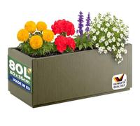 Casaria® Jardinière Ethica Vert Olive 80x36x36cm 80L Résistante Fond d'écoulement - Bac à Fleurs Pot de Fleurs Jardin Balcon