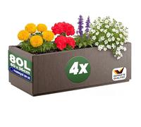 Casaria® 4X Jardinière Ethica Brun 80x36x36cm 80L résistante Fond d'écoulement Bac à Fleurs Pot de Fleurs Jardin Balcon