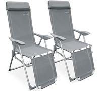 CASARIA Lot de 2 chaises longues de jardin inclinables en aluminium résistant aux intempéries