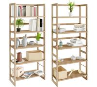 CASARIA® Lot de 2 étagères de rangement à 5 niveaux 135,5 x 58 x 27 cm bois présentoir multifonctionnel salle de bain