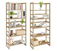CASARIA® Lot de 2 étagères de rangement à 5 niveaux 135,5 x 58 x 27 cm bois présentoir multifonctionnel salle de bain