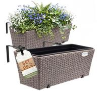2x Bac à fleurs 11 litres support de montage intérieur extérieur jardinière pot de fleurs décoration balcon terrasse crème