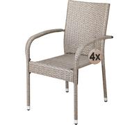 CASARIA® Lot de 4 Chaise Salle a Manger en Polyrotin Crèmes Empilable pour Terrasse et Balcon, Idéal comme Salon de Jardin Exterieur Design ou comme Salon de Jardin Familial Confortable