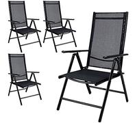 Casaria Lot de 4 chaises de Jardin à Dossier Haut Anthracite en Aluminium Pliable résistant aux intempéries réglable