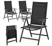 Casaria Lot de 4 chaises de Jardin à Dossier Haut Anthracite en Aluminium Pliable résistant aux intempéries réglable