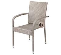 CASARIA® Lot de 4 Chaise Salle a Manger en Polyrotin Crèmes Empilable pour Terrasse et Balcon, Idéal comme Salon de Jardin Exterieur Design ou comme Salon de Jardin Familial Confortable