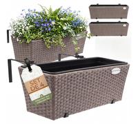 4x Bac à fleurs CASARIA® 11 litres support de montage intérieur extérieur jardinière pot de fleurs décoration balcon terrasse crème