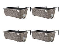4x Bac à fleurs CASARIA® 11 litres support de montage intérieur extérieur jardinière pot de fleurs décoration balcon terrasse crème