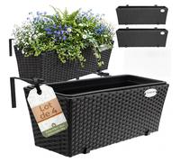 Casaria 4X Bac à Fleurs 11 litres Support de Montage intérieur extérieur jardinière Pot de Fleurs décoration Balcon terrasse Noir