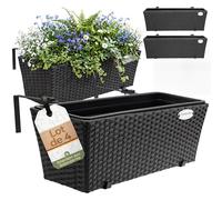 Casaria 4X Bac à Fleurs 11 litres Support de Montage intérieur extérieur jardinière Pot de Fleurs décoration Balcon terrasse Noir