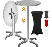 CASARIA® Mange debout Aluminium Hauteur Réglable 70-115 cm, Plateau Pliable 60 cm Résistante aux Intempéries, Housse noire