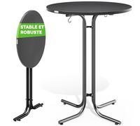 CASARIA® Table de bar grise ronde Ø70 cm pliable haute de 110 cm plateau de table en MDF mange debout table d‘appoint