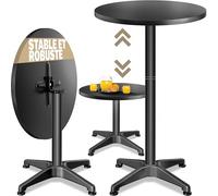 CASARIA® Table de bar bistrot pliable ronde 60 cm réglable en hauteur 70 cm / 115 cm 2 en 1 en acier mange debout